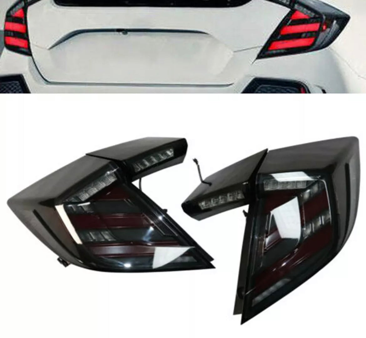 Smoked LED Tail Lights For Honda Civic 16-21 Hatchback / Type R